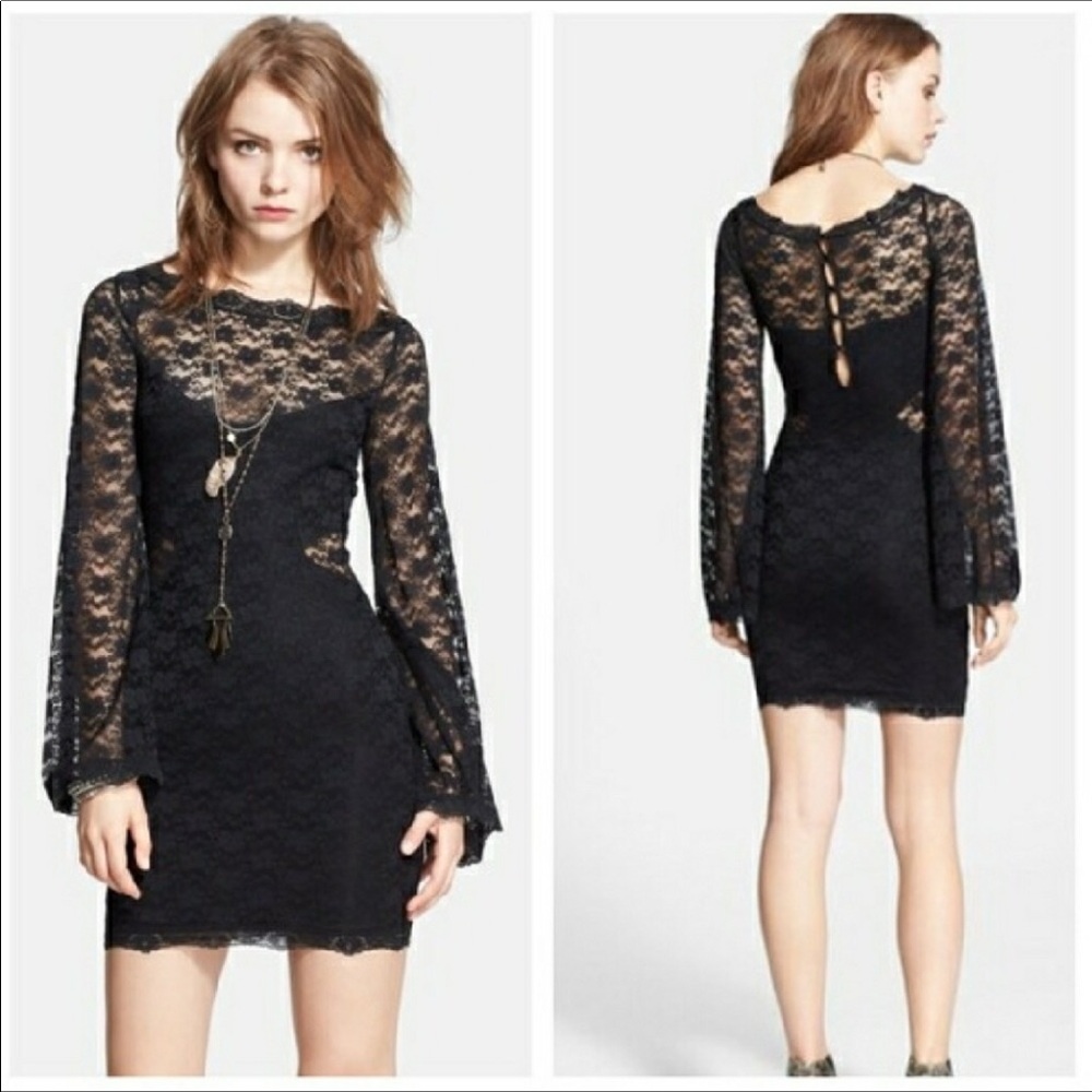 Free People Lovely In Lace Bodycon Mini Dress XS